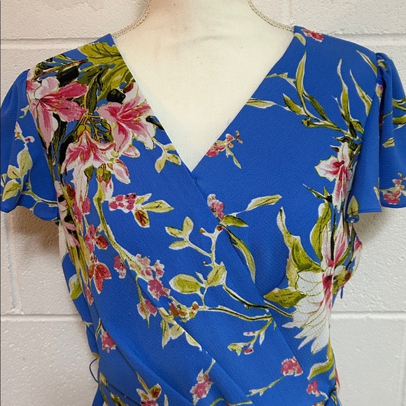 Blue Flowered Hi-Lo Dress 14 - Picture 2 of 9